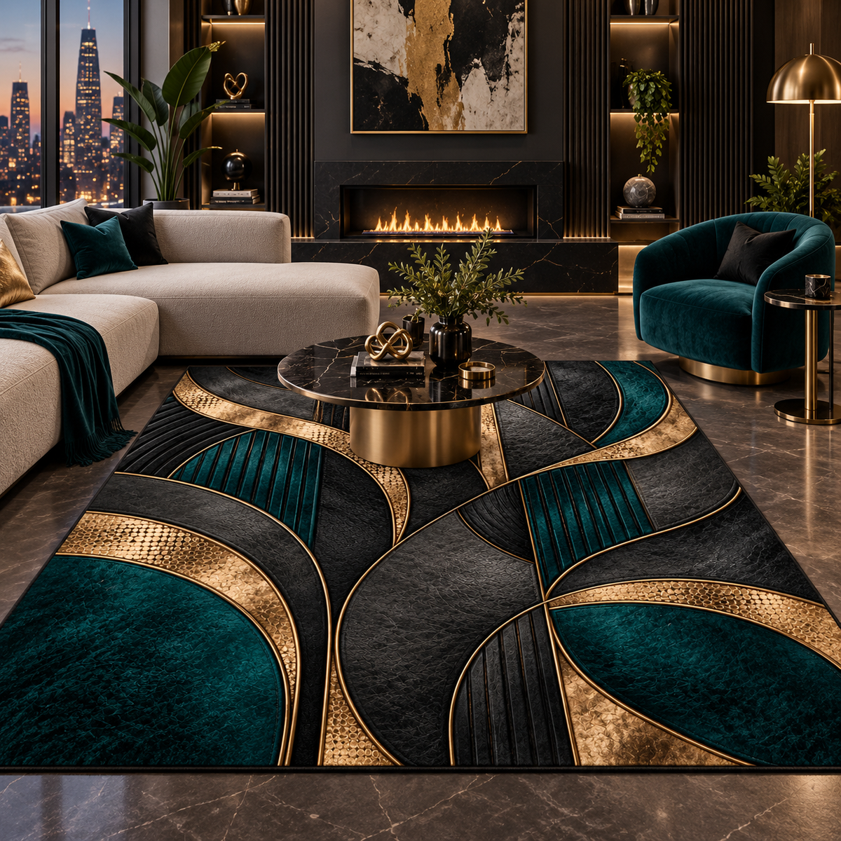 The Meridian Noir Area Rug